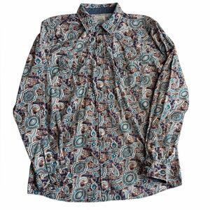 Moon Shine Spirit Western Shirt Mens Large Paisley Snap Button Rodeo